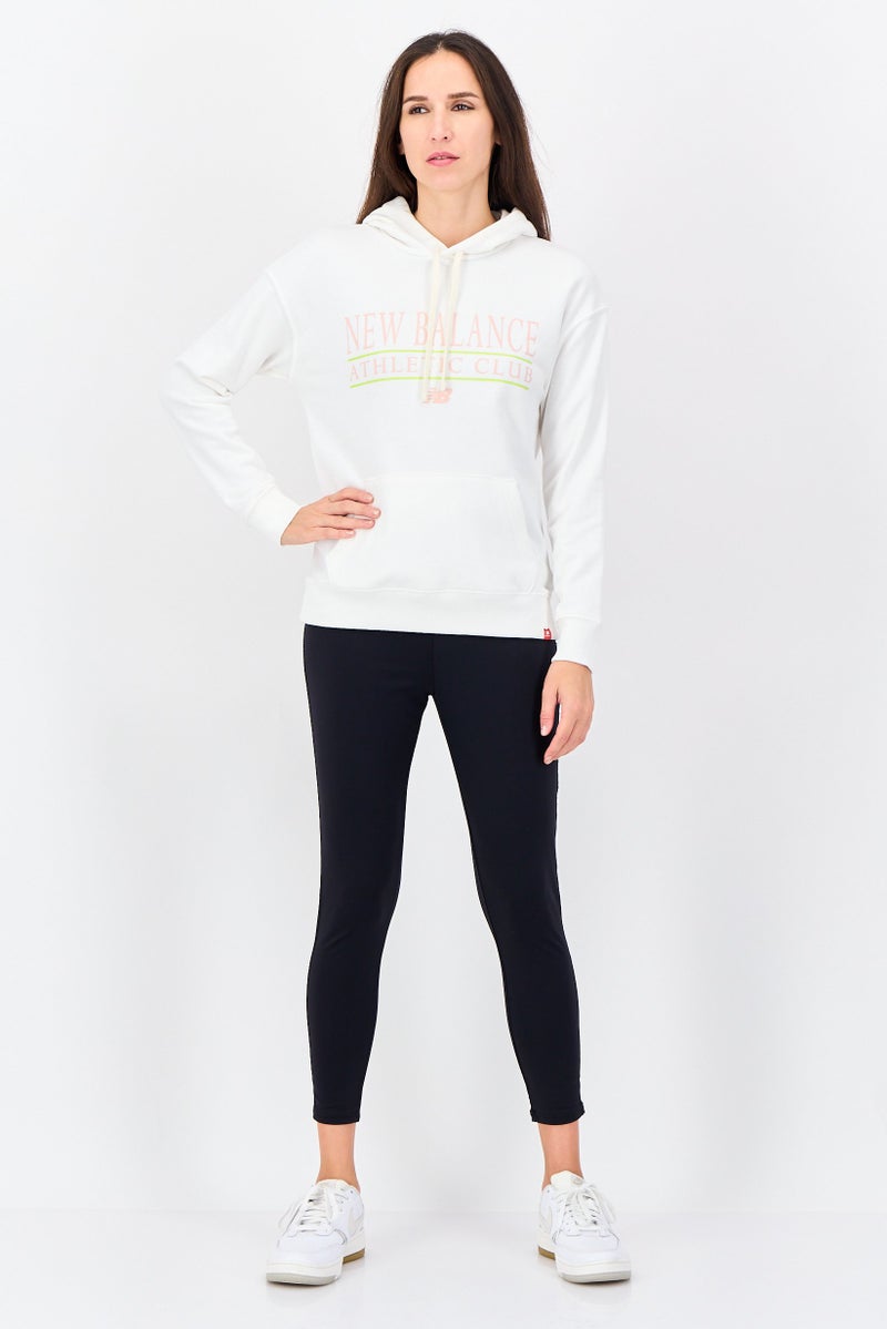 New Balance Women Relaxed Fit Long Sleeve Running Hoodie, White - Image 3